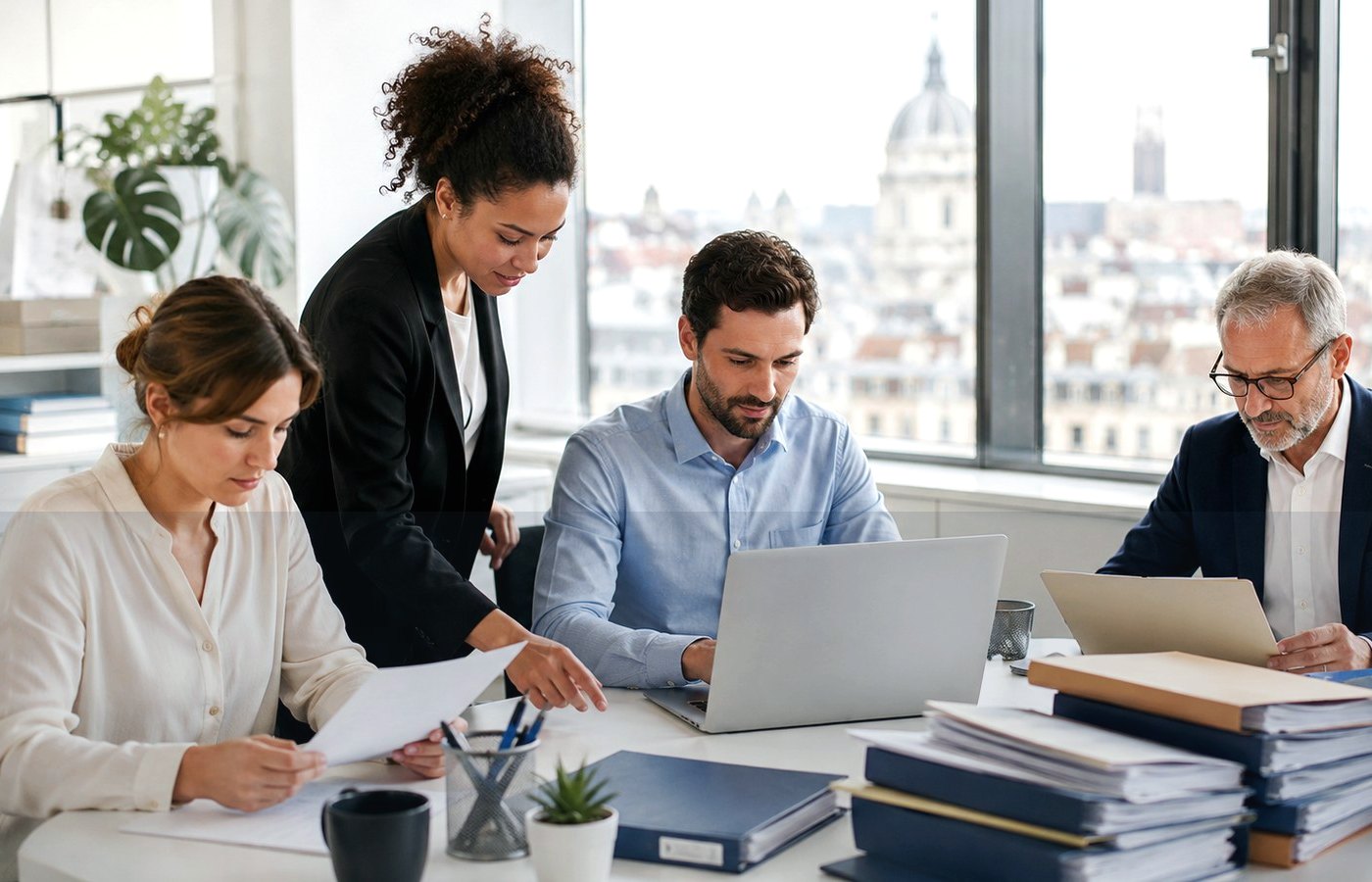 Documents et ordinateur en contexte professionnel