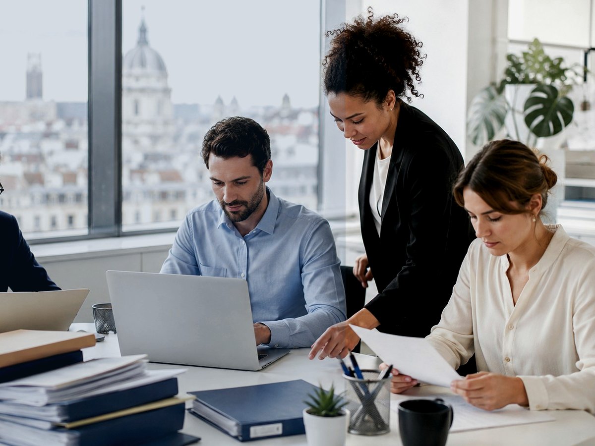 Équipe en réunion dans un bureau
